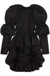 GIAMBATTISTA VALLI WOMAN RUFFLED TAFFETA JACKET BLACK,US 1874378723056718