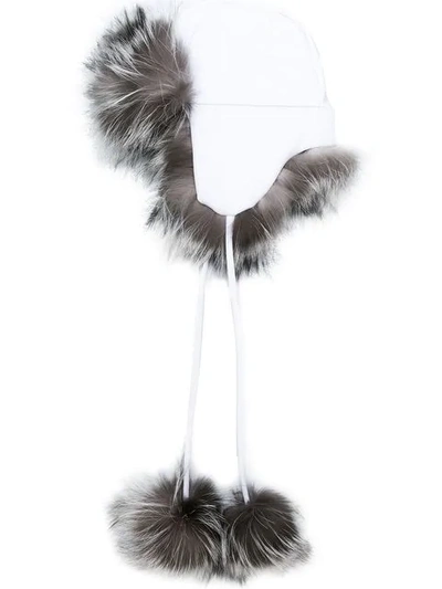 Fendi Aviator Winter Hat In White