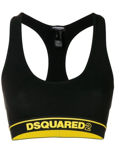 Dsquared2 Underwear Logo Band Sports Bra In Black