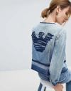 EMPORIO ARMANI DENIM JACKET WITH EMBROIDERED EAGLE - BLUE,6Z2B68 2D0MZ