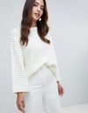 Y.A.S. TEXTURED KNITTED BOXY CROPPED SWEATER - WHITE,26011490
