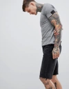 REPLAY RAW HEM V NECK T-SHIRT IN GRAY - NAVY,M3591 000 2660