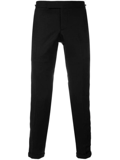 Thom Browne Seamed Elastic Stripe Skinny Wool Trouser In Black