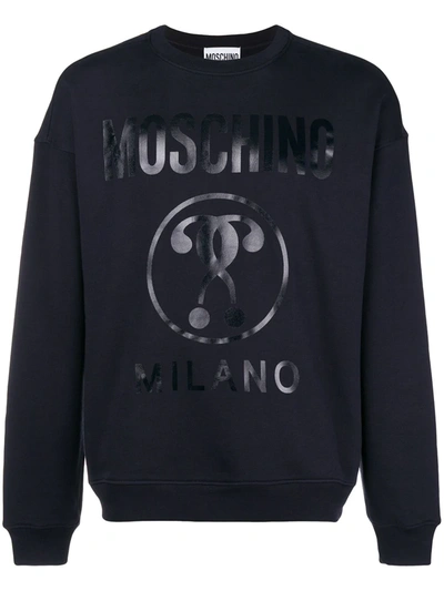 Moschino Logo Lettering Sweatshirt In Black In Blue