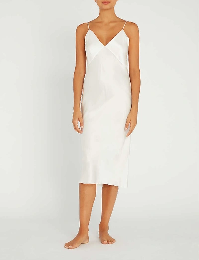 Olivia Von Halle Issa V-neck Silk-satin Slip Dress In Ivory