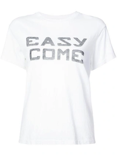 Re/done Easy Come Easy Go Girlfriend Tee In White And Green