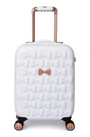 TED BAKER SMALL BEAU 21-INCH BOW EMBOSSED FOUR-WHEEL TROLLEY SUITCASE - WHITE,TBW0203-031