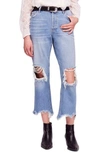 Free People We The Free Maggie Ripped Crop Straight Leg Jeans In Light Denim