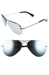 Ray Ban Rb3449 59mm Mirrored Semi-rimless Aviator Sunglasses In Green