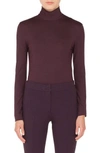 Akris Punto Turtleneck Long-sleeve Modal-stretch Top In Black Cherry