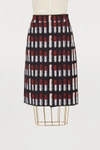 Prada Lipstick Patterned Print Long Skirt In Black