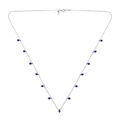 Artisan 18k Solid White Gold Beaded Chain With Amethyst Gemstone Jewelry