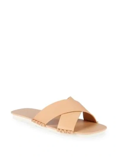 Vince Nico Leather Flat Sandals In Sepia