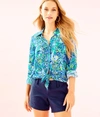 LILLY PULITZER SEA VIEW RAYON VOILE BUTTON-DOWN,30433