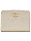 Prada Leather Classic Wallet - Metallic In Metallic