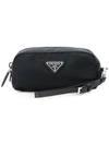 Prada Logo Make Up Bag - Black In Black