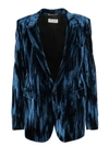 Saint Laurent Crinkled Velvet One-button Blazer In 4009