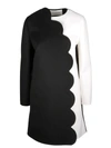 Valentino Colorblock Felt Coat W/ Scalloped Edge In 0na