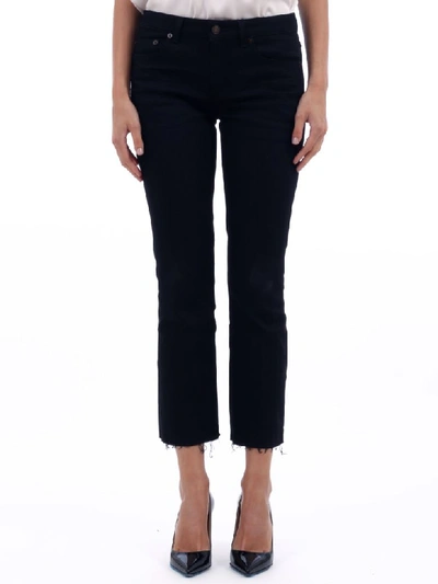 Saint Laurent Cropped Bootcut Jean In Black