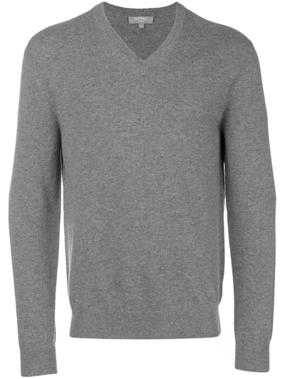 N•peal V-neck Cashmere Jumper In Grey