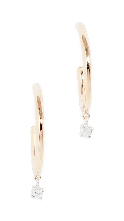 Adina Reyter 14k Medium Diamond Charm Hoop Earrings In Yellow Gold