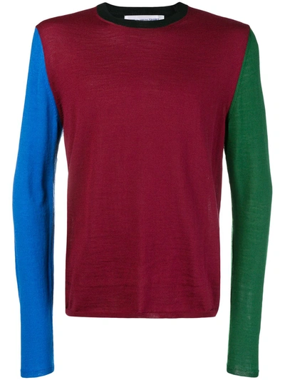 Comme Des Garçons Shirt Colour-block Sweater In Red