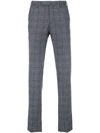 INCOTEX INCOTEX CHECK TAILORED TROUSERS - BLUE