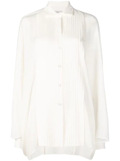 Valentino 纯色竖排扣真丝罩衫 In White