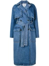 MSGM DOUBLE BREASTED DENIM TRENCH COAT