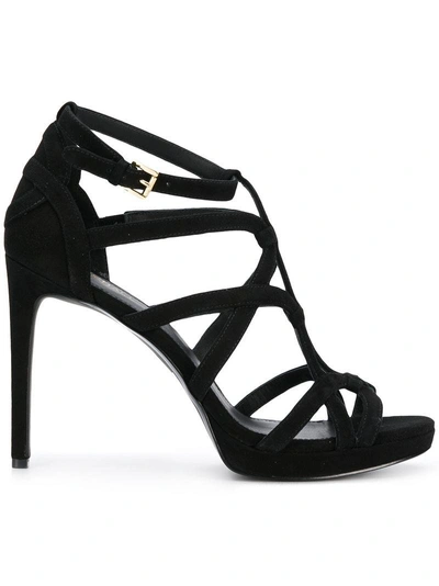 Michael Michael Kors Women's Sandra Strappy Suede Platform High-heel Sandals In Black