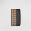 BURBERRY Small Scale Check and Leather Ziparound Wallet,40780591