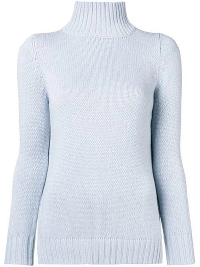 Aragona Ribbed Turtleneck Sweater In Blue