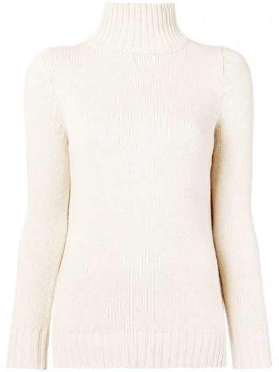Aragona Ribbed Turtleneck Sweater In White