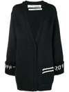 Off-white Oversized Intarsia Wool-blend Cardigan In Black