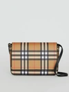 BURBERRY Small Vintage Check and Leather Crossbody Bag,40777831