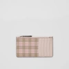 BURBERRY Small Scale Check and Leather Card Case,40778581