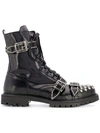 CHRISTIAN PELLIZZARI STUDDED BUCKLED ANKLE BOOTS