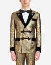 DOLCE & GABBANA TUXEDO-STYLE SMOKING JACKET IN JACQUARD WOOL WITH PATCHES,G2MA5ZFJM77S0997