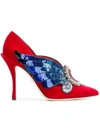Dolce & Gabbana Lori Embellished Velvet Pumps In Red