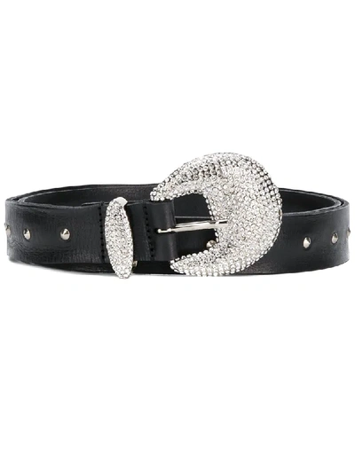 Alberta Ferretti Crystal Embellished Belt In Black