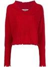MSGM MSGM CHUNKY KNIT RIPPED-EDGE SWEATER - RED