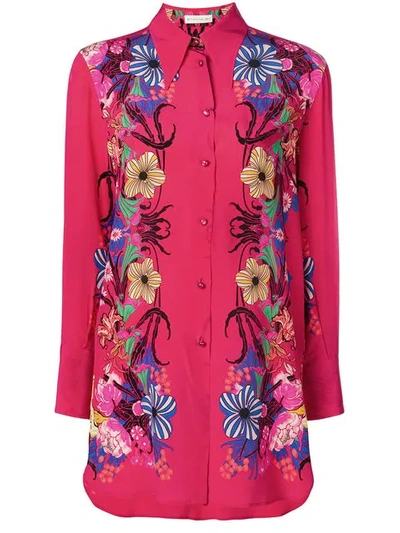 Etro Tropical Floral-print Silk Shirt In Pink