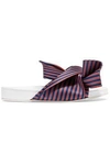 N°21 N°21 WOMAN KNOTTED STRIPED SATIN-TWILL SLIDES NAVY,3074457345619089767