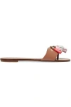 SOPHIA WEBSTER SOPHIA WEBSTER WOMAN JADA TASSELED LEATHER SLIDES LIGHT BROWN,3074457345619088218