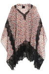 ANNA SUI LACE-TRIMMED FLORAL-PRINT SILK-GEORGETTE TOP,3074457345619187695