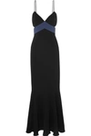 RACHEL ZOE MARISSA CUTOUT TWO-TONE CREPE GOWN