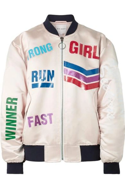 Mira Mikati Run Girl Glitter Vinyl Bomber Jacket In Pink