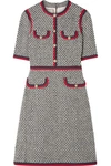 GUCCI Grosgrain-trimmed cotton-blend tweed mini dress