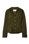 Current Elliott The Tella Pleated Cotton-blend Twill Jacket In Army Green