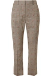 ALTUZARRA EMBROIDERED CHECKED WOOL-BLEND STRAIGHT-LEG PANTS
